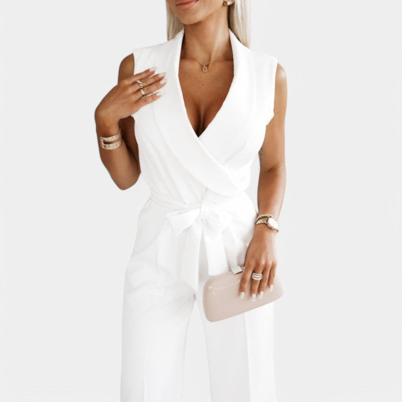 Dames Zwarte Jumpsuit Elegante Snit Feestelijk - Glamour-1