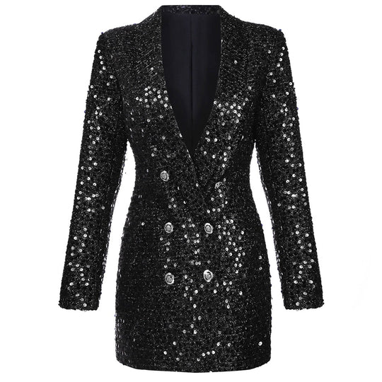 Dames Blazerjurk Glanzende Afwerking Elegante Pasvorm - Velanora-2