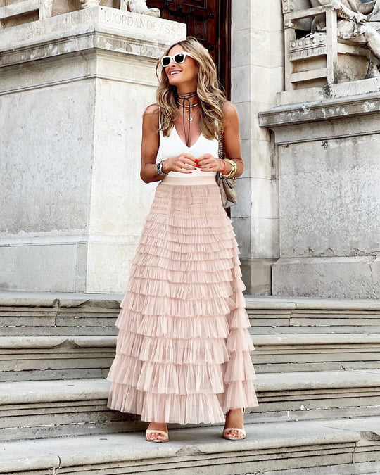 Variant image for Dames Maxi Rok Elegant Plooi Design met Elastische Taille - Mitch-16