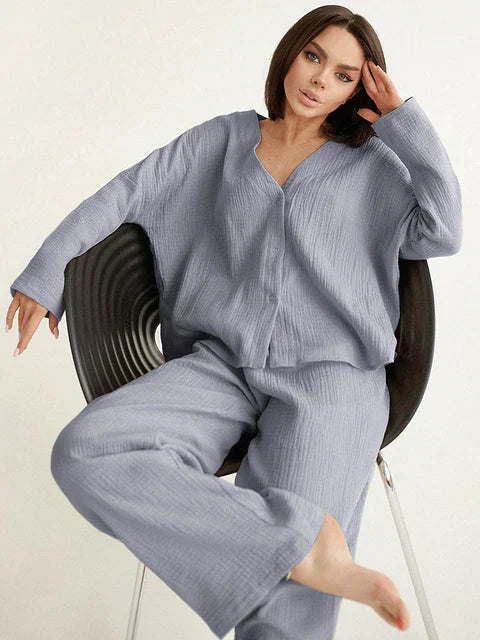 Variant image for Dames Oversized Katoenen Loungewear Set Comfortabel en Stijlvol - Chloa-4