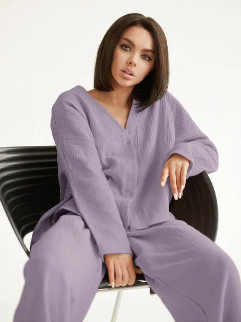 Variant image for Dames Oversized Katoenen Loungewear Set Comfortabel en Stijlvol - Chloa-13