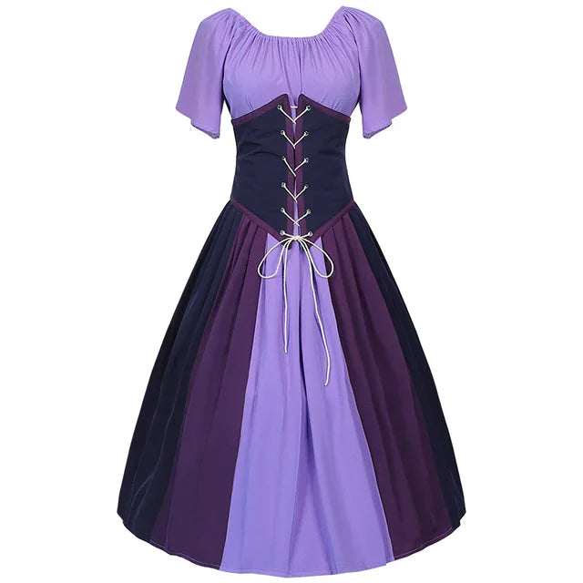 Dames Lange Jurk Gotische Maxi Met Victoriaanse Veter - Elegante Renaissance Stijl-4