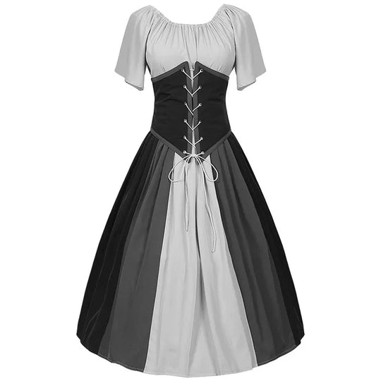Dames Lange Jurk Gotische Maxi Met Victoriaanse Veter - Elegante Renaissance Stijl-2