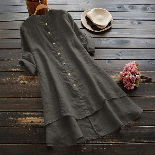Variant image for Dames Oversized Katoenen Linnen Zomerjurk Relaxed Fit - Emma-13
