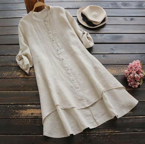 Variant image for Dames Oversized Katoenen Linnen Zomerjurk Relaxed Fit - Emma-31