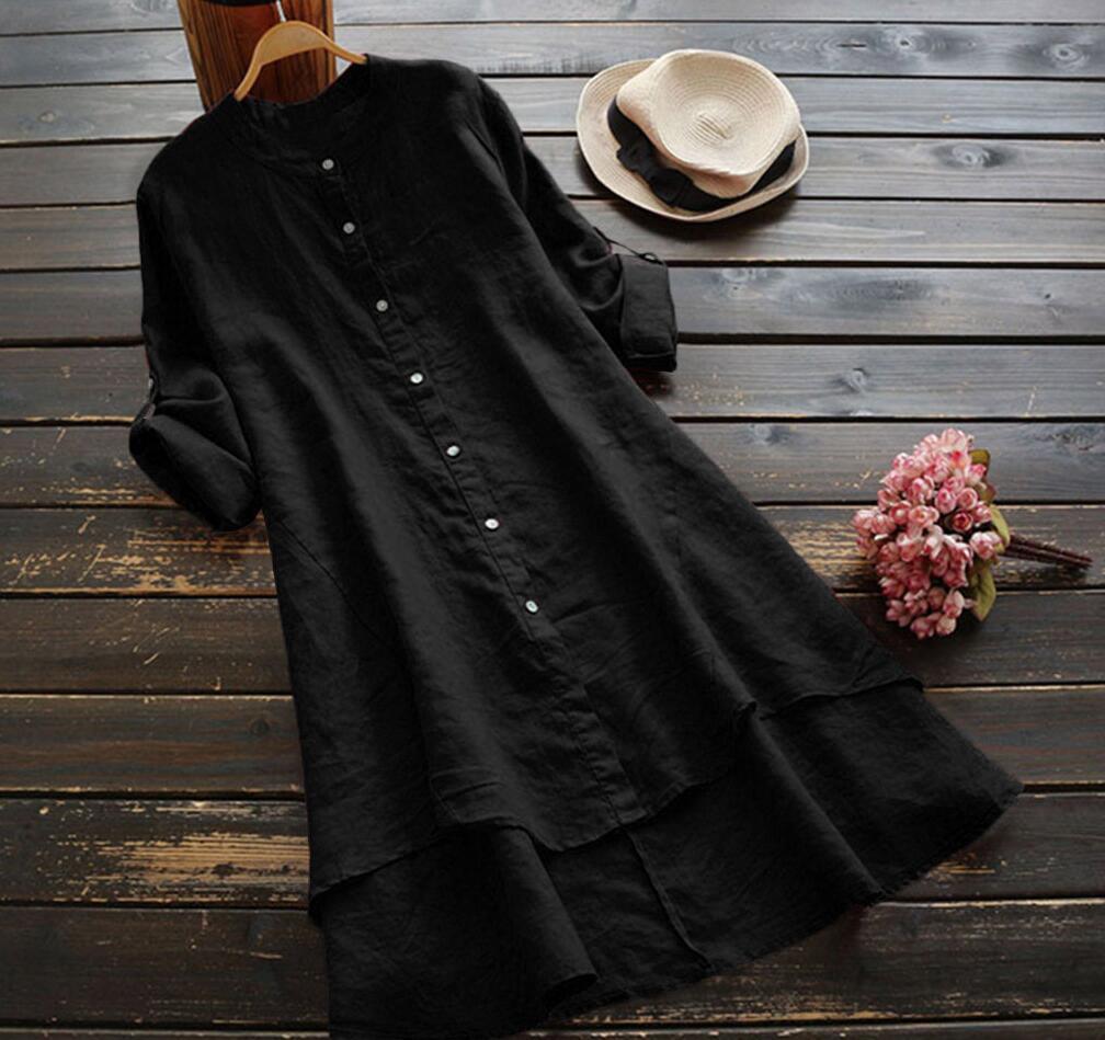 Variant image for Dames Oversized Katoenen Linnen Zomerjurk Relaxed Fit - Emma-7