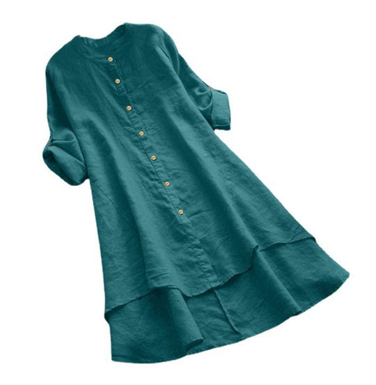 Dames Oversized Katoenen Linnen Zomerjurk Relaxed Fit - Emma-6