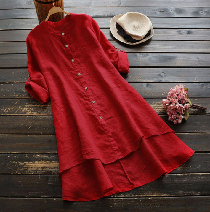 Dames Oversized Katoenen Linnen Zomerjurk Relaxed Fit - Emma-1