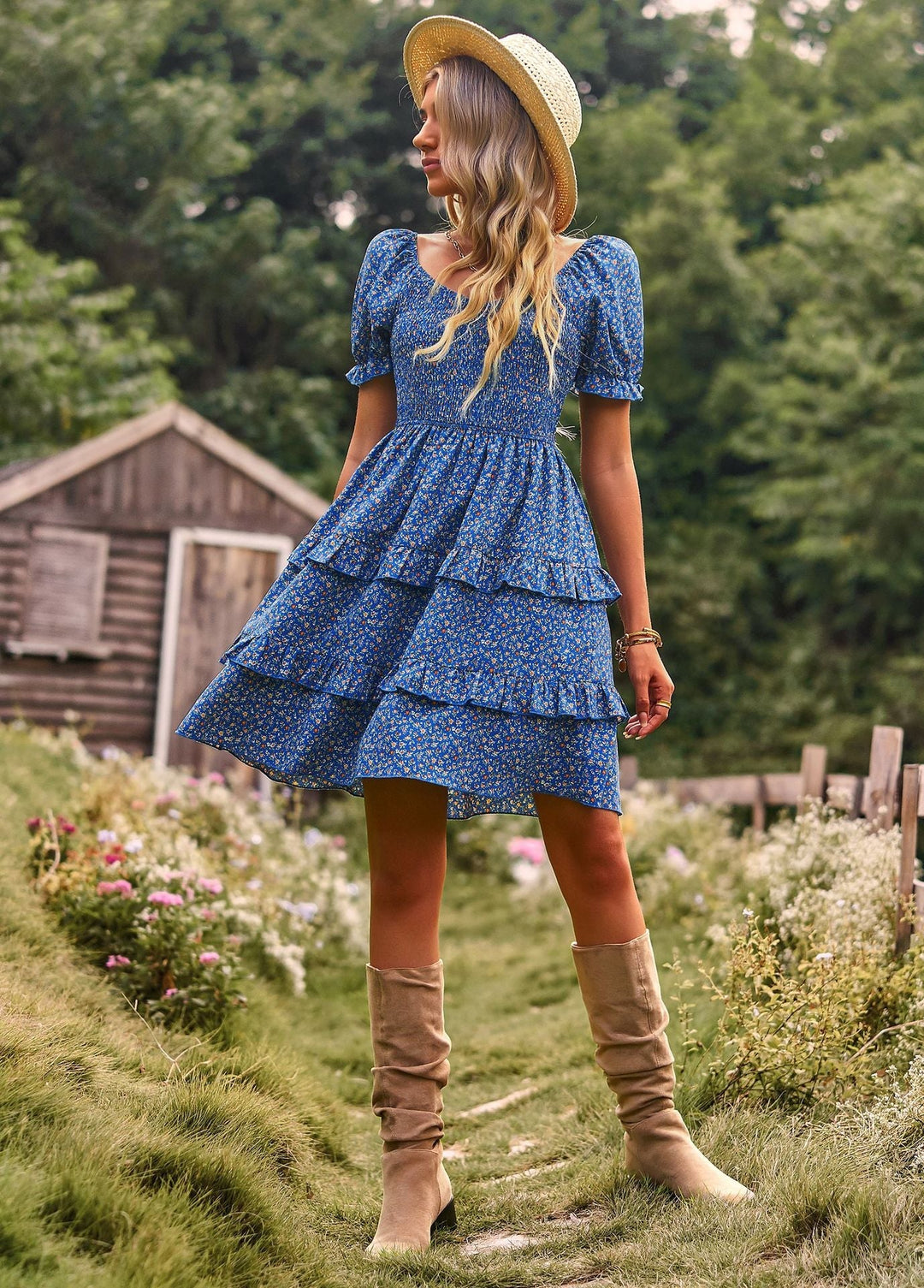 Variant image for Dames Lange Jurk Bohemian Met Pofmouwen Voor Zomer - Sienna-17
