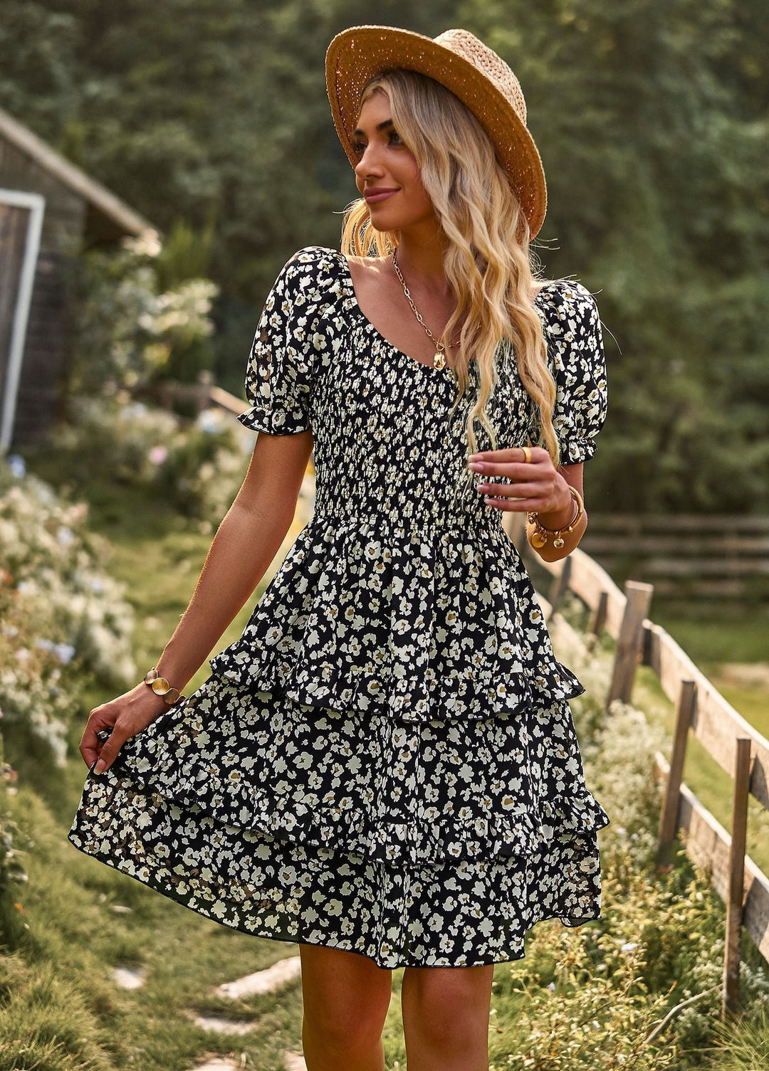 Variant image for Dames Lange Jurk Bohemian Met Pofmouwen Voor Zomer - Sienna-9