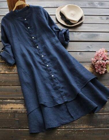 Variant image for Dames Oversized Katoenen Linnen Zomerjurk Relaxed Fit - Emma-37