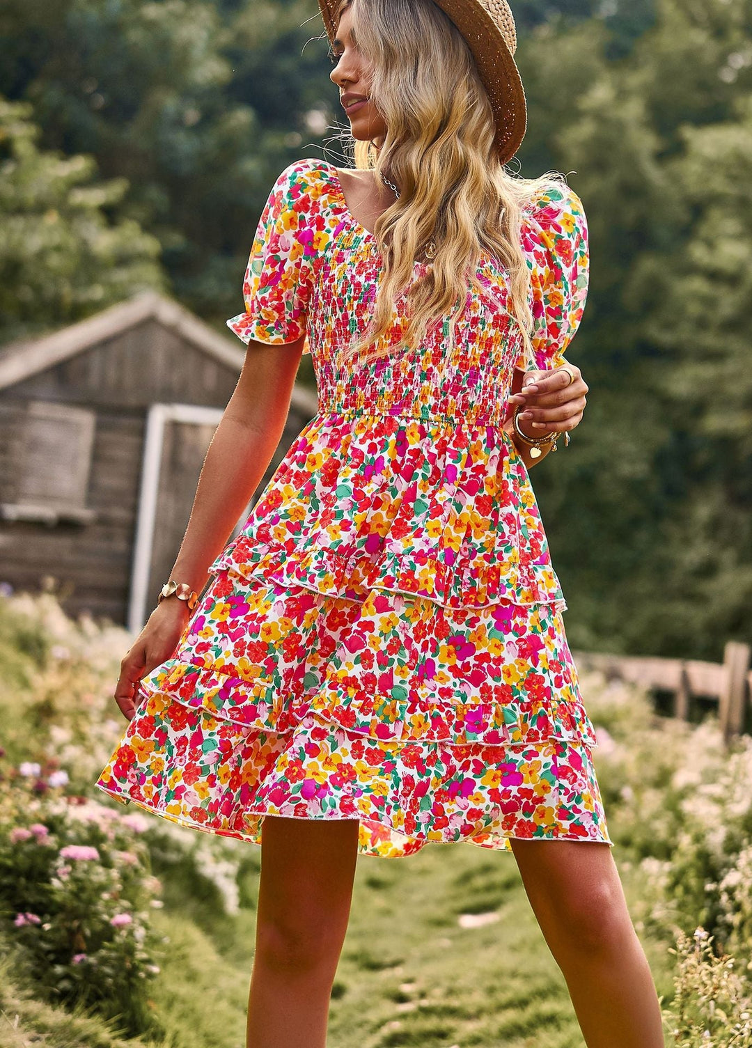 Variant image for Dames Lange Jurk Bohemian Met Pofmouwen Voor Zomer - Sienna-5