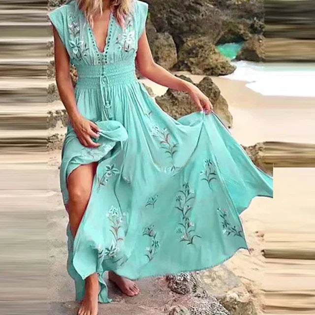 Variant image for Dames Bohemian Maxi Jurk V-Hals met Borduursels - Odessa-11