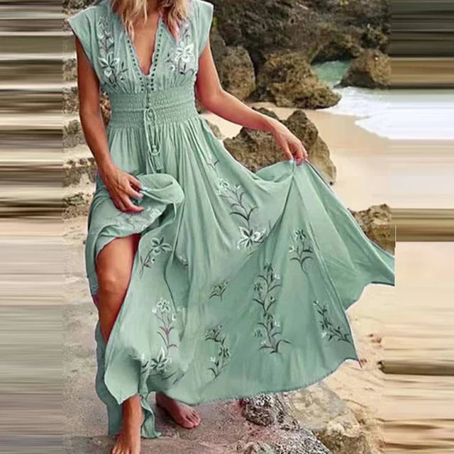 Variant image for Dames Bohemian Maxi Jurk V-Hals met Borduursels - Odessa-16