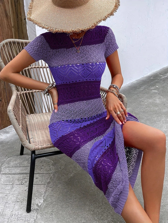 Dames Midi Jurk Luchtig Mouwloos Patchwork Design - Lisa-3