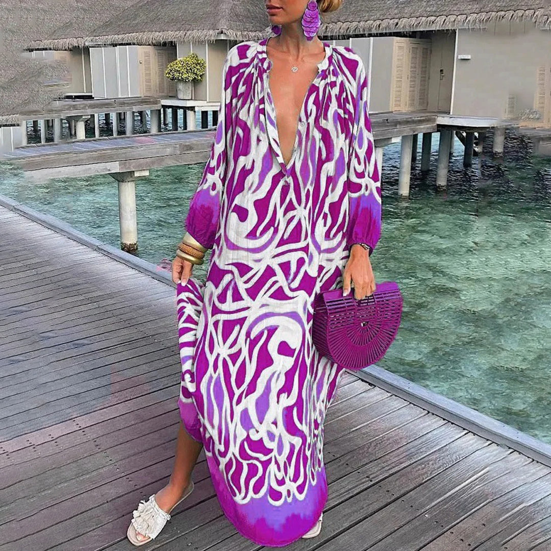 Variant image for Dames Lange Boho Jurk Lichtgewicht Ontwerp voor Zomer - Aliyah-5