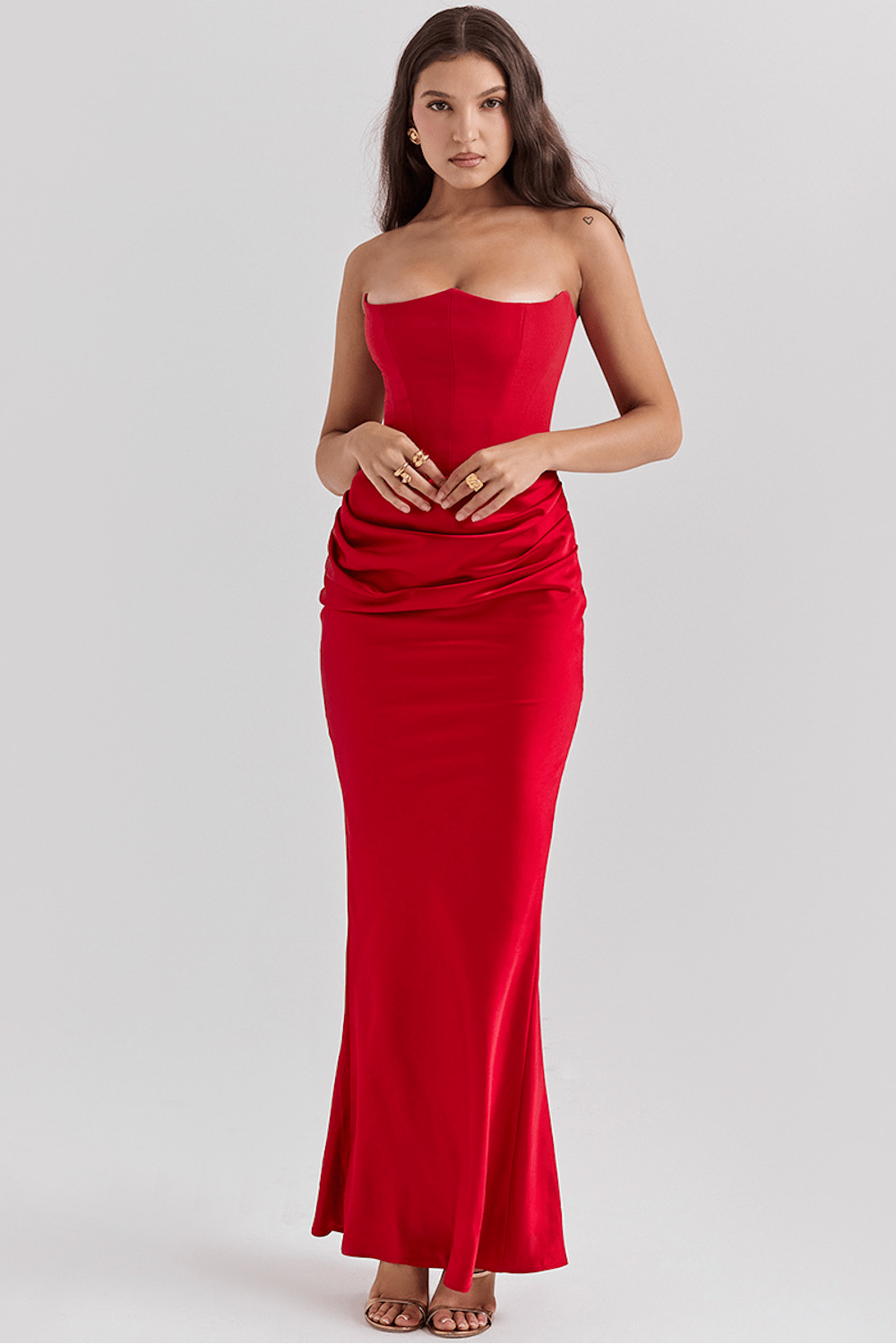 Dames Strapless Zwarte Maxi Jurk Elegante Aansluitende Pasvorm - Amalia-1