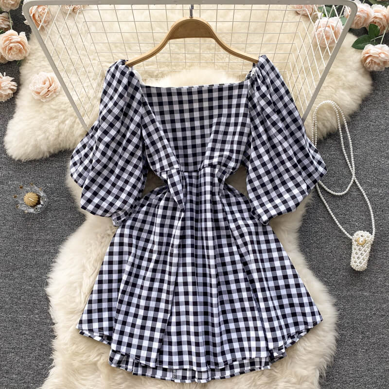 Variant image for Dames A-Lijn Jurk met Vierkante Kraag en Pofmouwen - Zomer Kleding - Emma-2