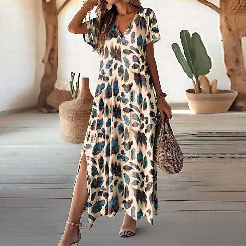 Dames Lange Jurk Vintage Print Elegante Stijl - Christa-1