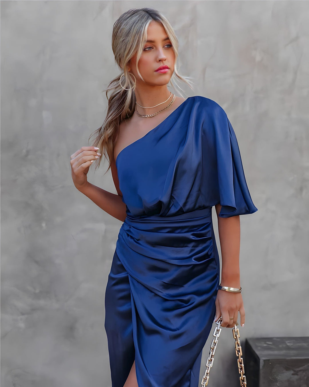 Dames Galajurk Elegante One-Shoulder Asymmetrische Snit - Genevieve-1
