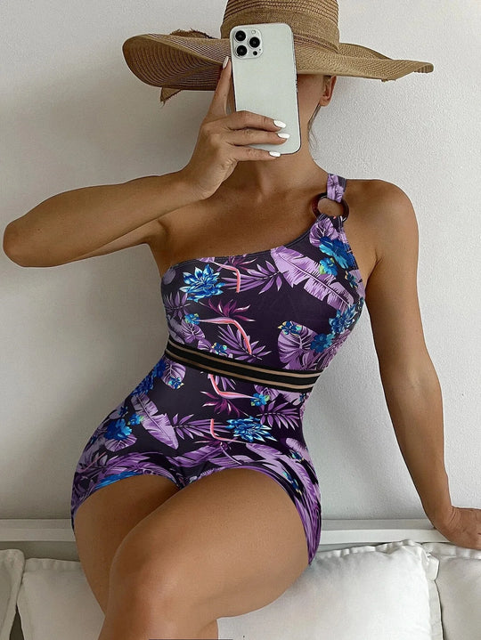 Variant image for Dames Badpak Hoge Taille met Tropische Prints - Amelia-1