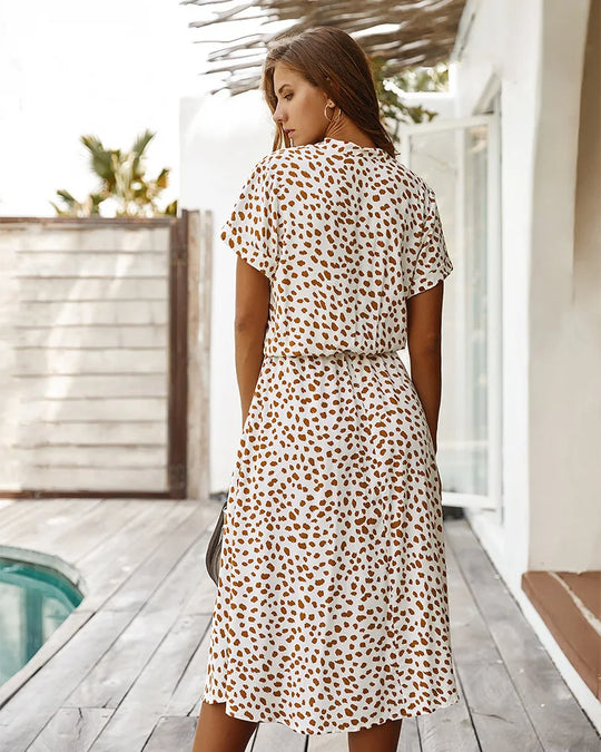 Dames Stijlvolle Midi zomerjurk met korte mouwen - Myla