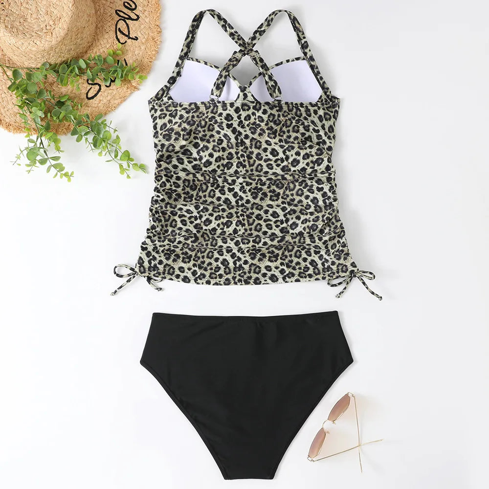 Dames V-Hals Tankini Set Effen Kleur - Sophie-4