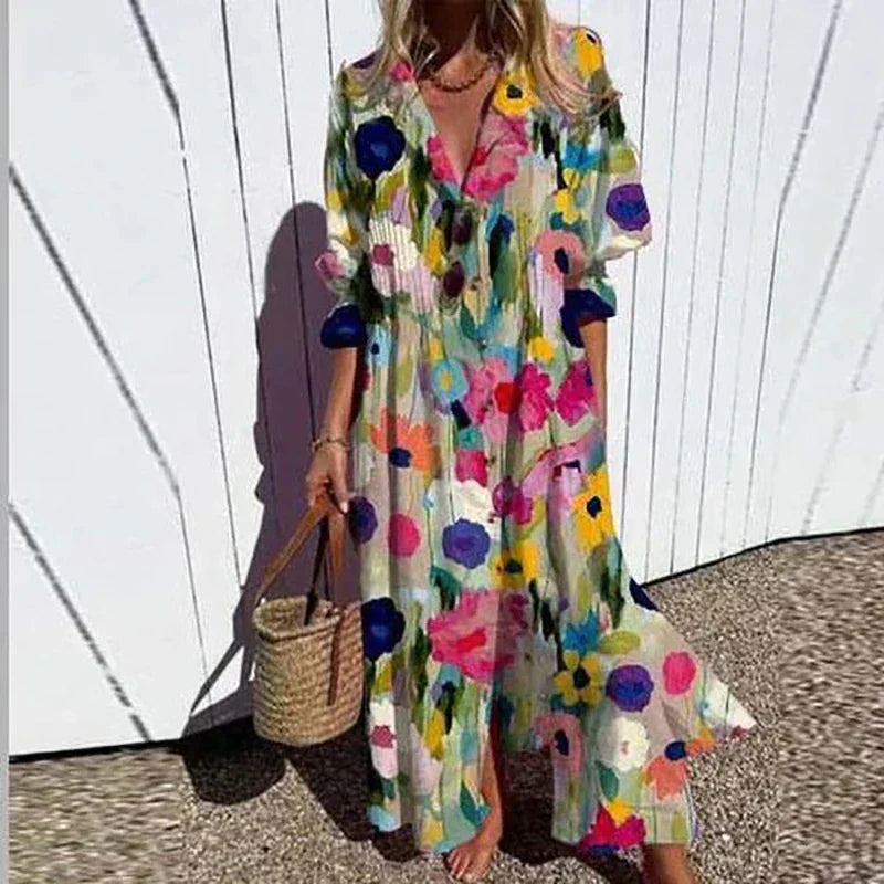Variant image for Dames Maxi Jurk Luchtige Viscoseblend Met Knoopsluiting - Natasha-5