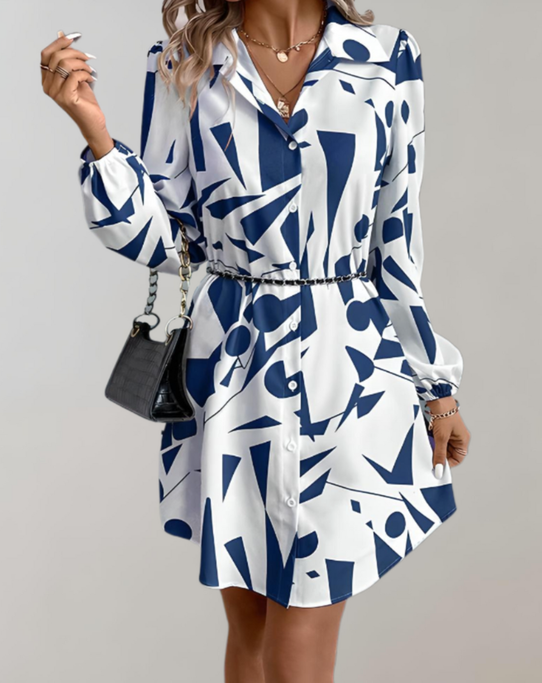 Dames Lange Jurk Stijlvolle Polo met Knoopsluiting - Mila-4