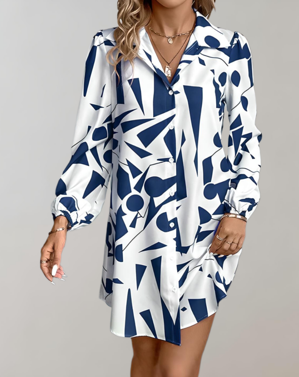 Dames Lange Jurk Stijlvolle Polo met Knoopsluiting - Mila-2