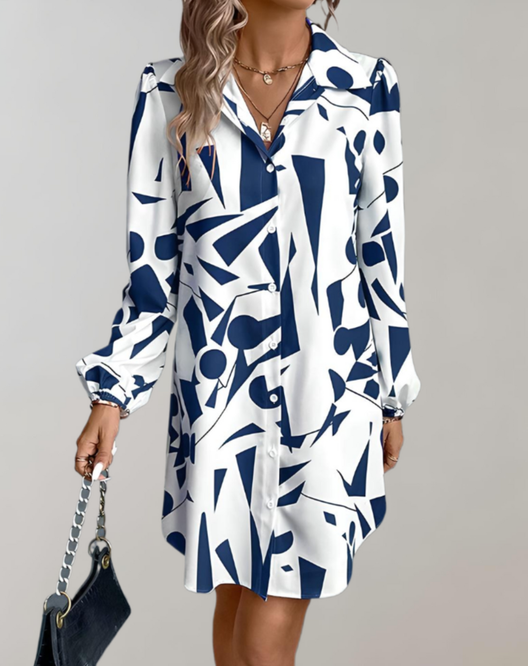 Dames Lange Jurk Stijlvolle Polo met Knoopsluiting - Mila-1