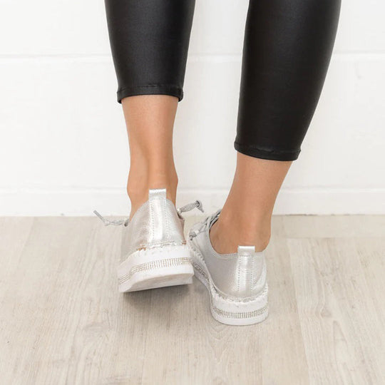 Dames Sneakers Witte Met Fonkelende Diamanten Accenten - Mariana-4