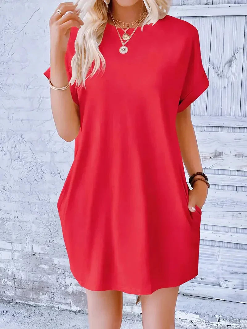 Variant image for Dames T-Shirt Jurk Casual Losse Pasvorm met Zakken - Saniya-31