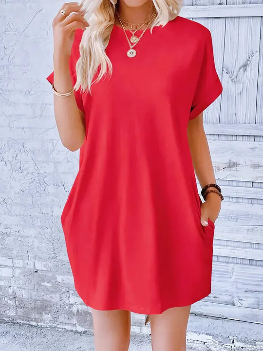 Variant image for Dames T-Shirt Jurk Casual Losse Pasvorm met Zakken - Saniya-31