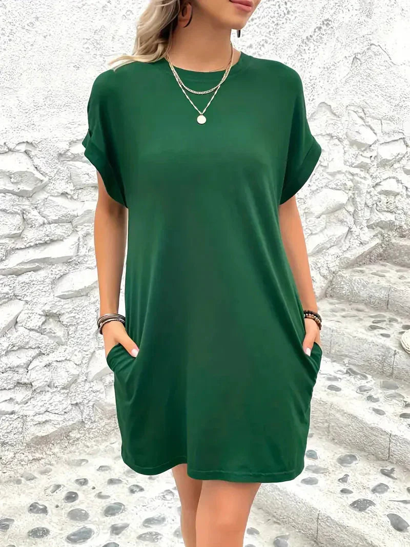 Variant image for Dames T-Shirt Jurk Casual Losse Pasvorm met Zakken - Saniya-36