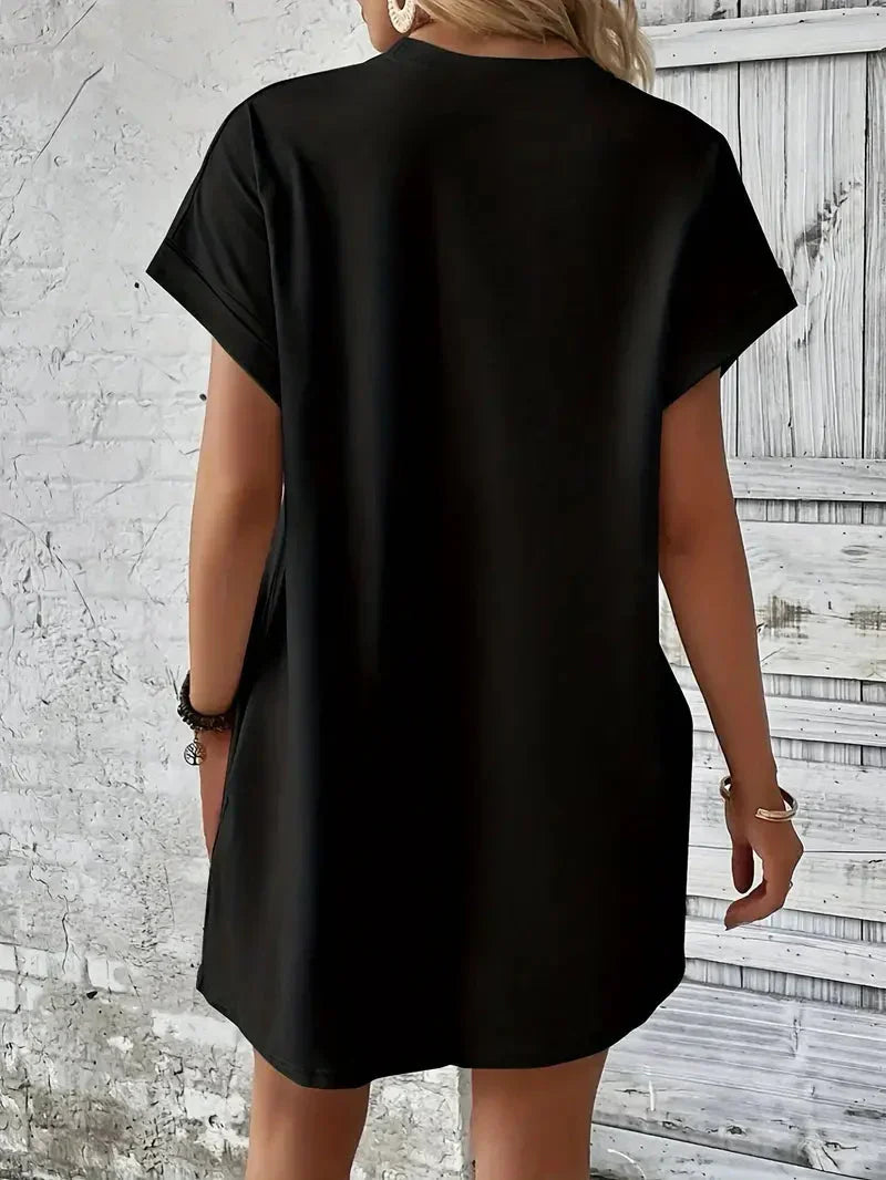 Dames T-Shirt Jurk Casual Losse Pasvorm met Zakken - Saniya-2