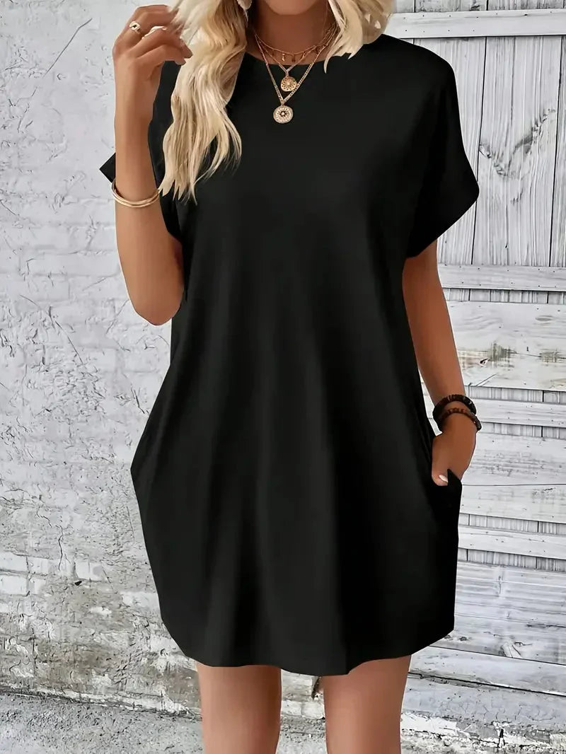 Dames T-Shirt Jurk Casual Losse Pasvorm met Zakken - Saniya-3