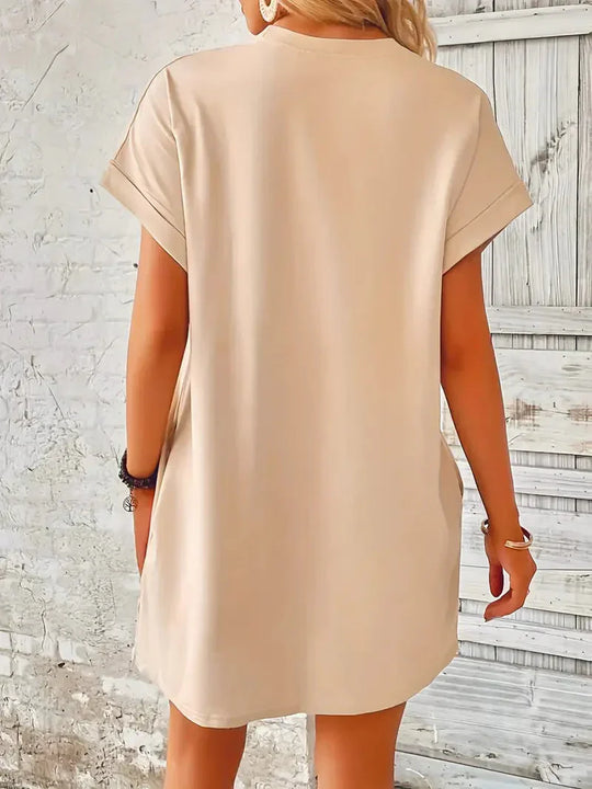 Dames T-Shirt Jurk Casual Losse Pasvorm met Zakken - Saniya-5