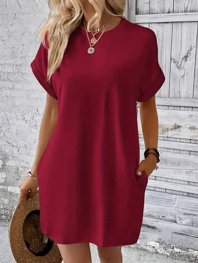 Variant image for Dames T-Shirt Jurk Casual Losse Pasvorm met Zakken - Saniya-16