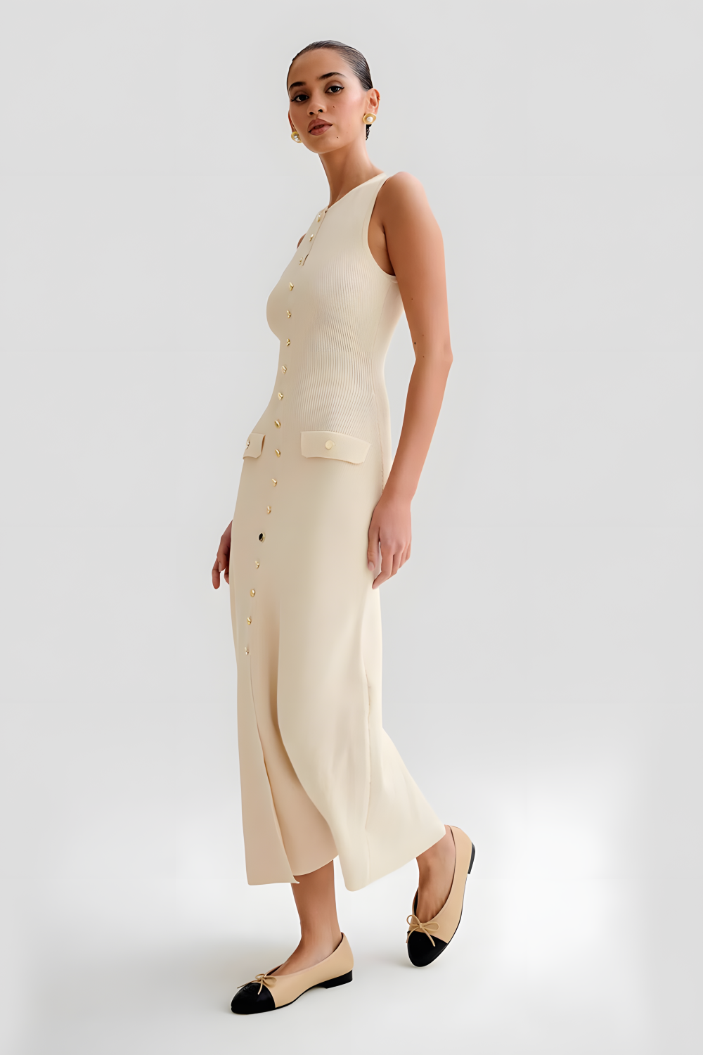 Dames Maxi Jurk Elegante Knoopdetails voor Zomer - Tricia-4