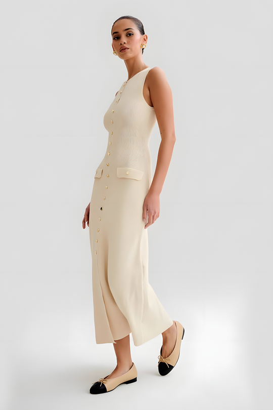Dames Maxi Jurk Elegante Knoopdetails voor Zomer - Tricia-4
