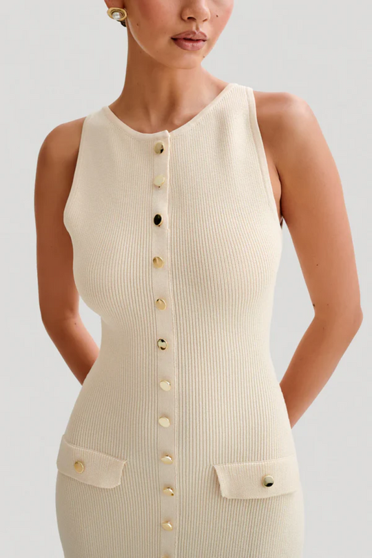 Dames Maxi Jurk Elegante Knoopdetails voor Zomer - Tricia-5
