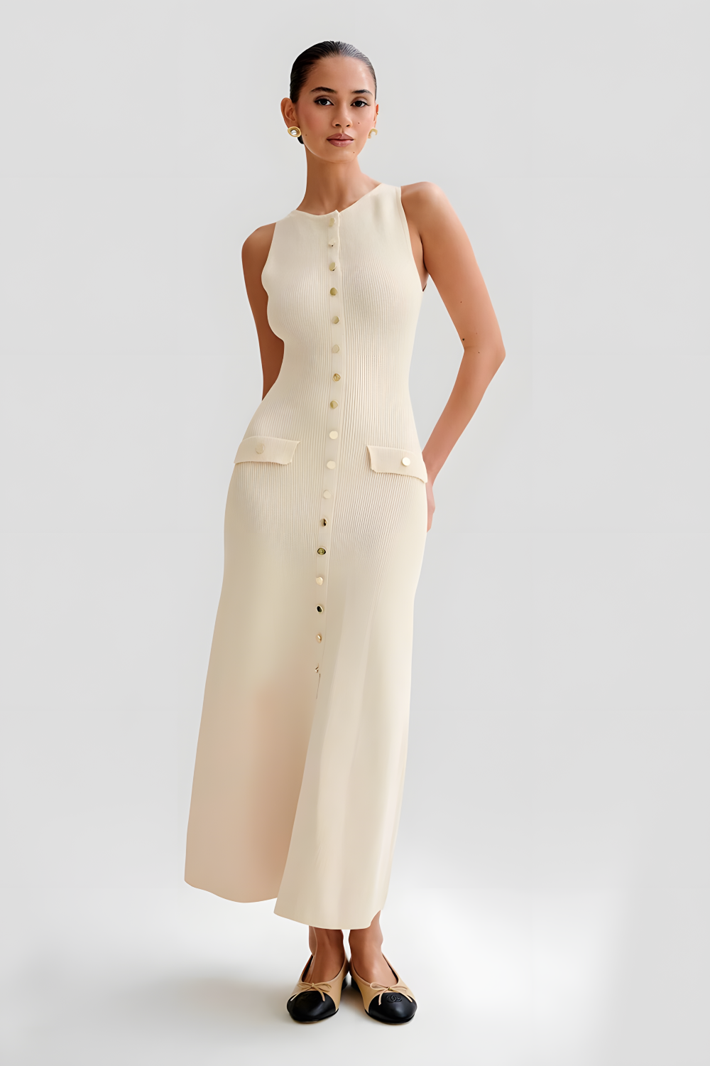 Variant image for Dames Maxi Jurk Elegante Knoopdetails voor Zomer - Tricia-4