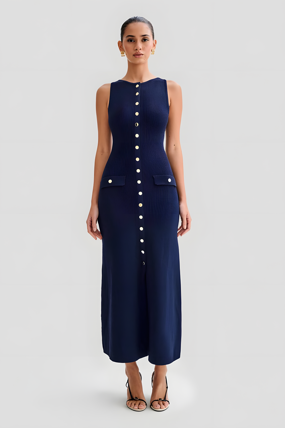Dames Maxi Jurk Elegante Knoopdetails voor Zomer - Tricia-1