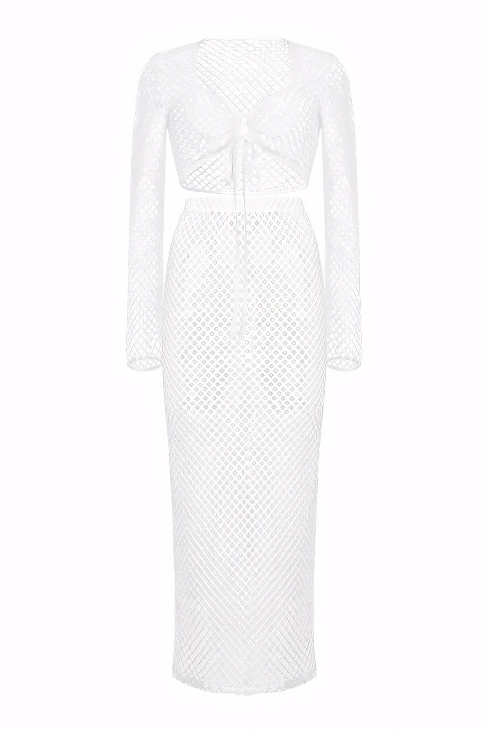 Dames Maxi Jurk Elegante Lange Mouwen met Gehaakte Bloemmotieven - Veloura-6