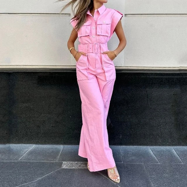 Variant image for Dames Jumpsuit Feestelijk Roze Met Riem - Amalia-1