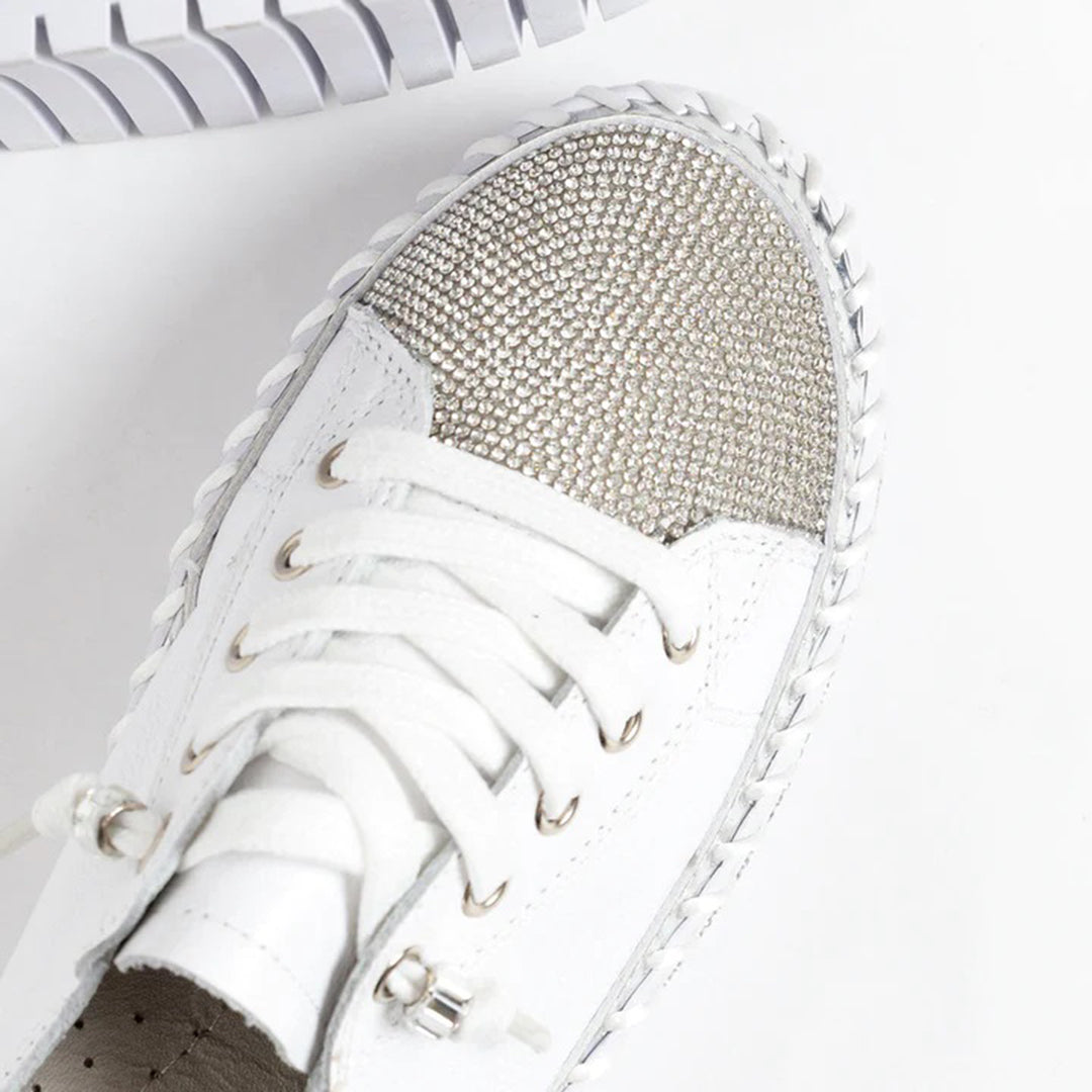 Dames Sneakers Witte Met Fonkelende Diamanten Accenten - Mariana-5