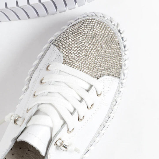 Dames Sneakers Witte Met Fonkelende Diamanten Accenten - Mariana-5