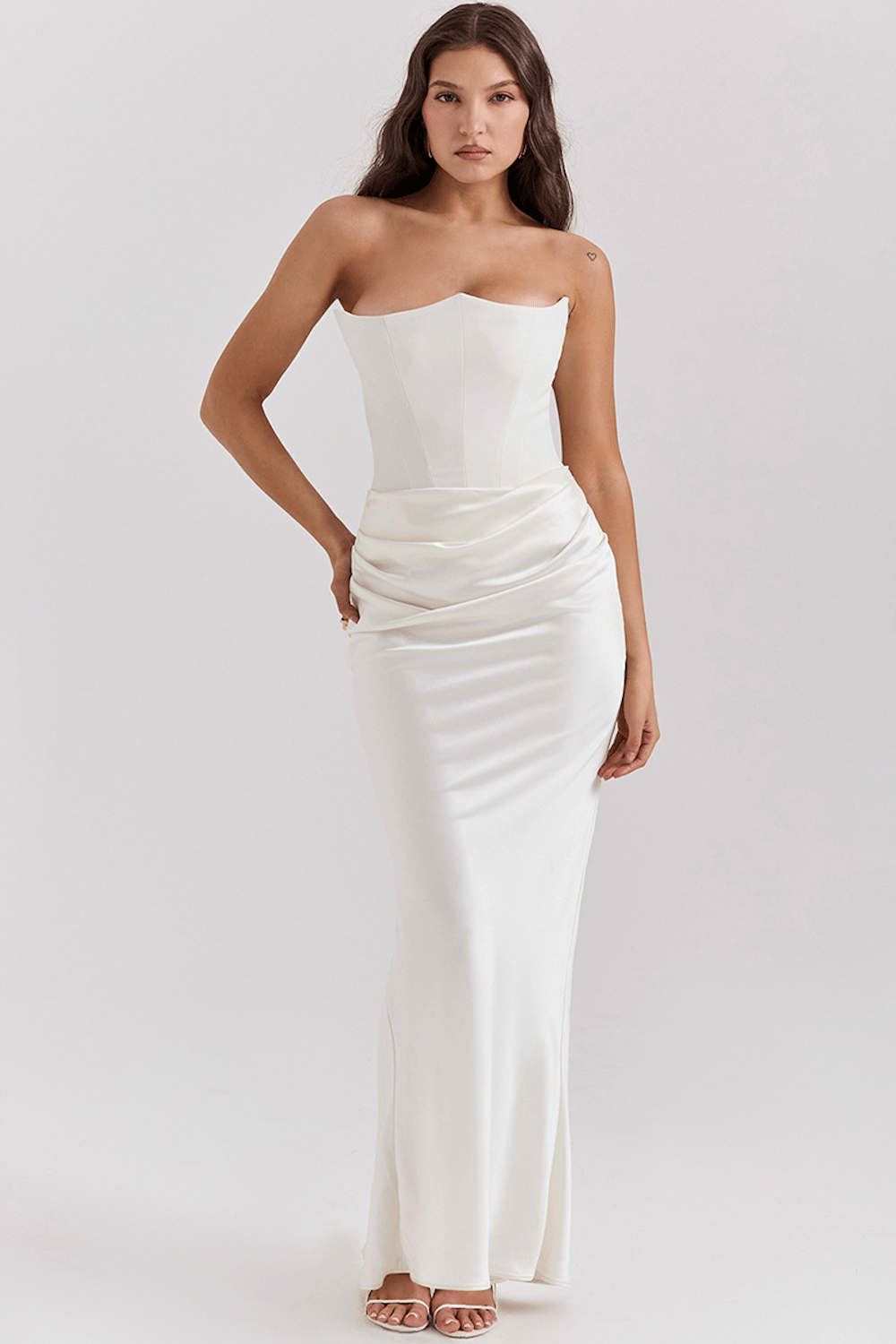Dames Strapless Zwarte Maxi Jurk Elegante Aansluitende Pasvorm - Amalia-5