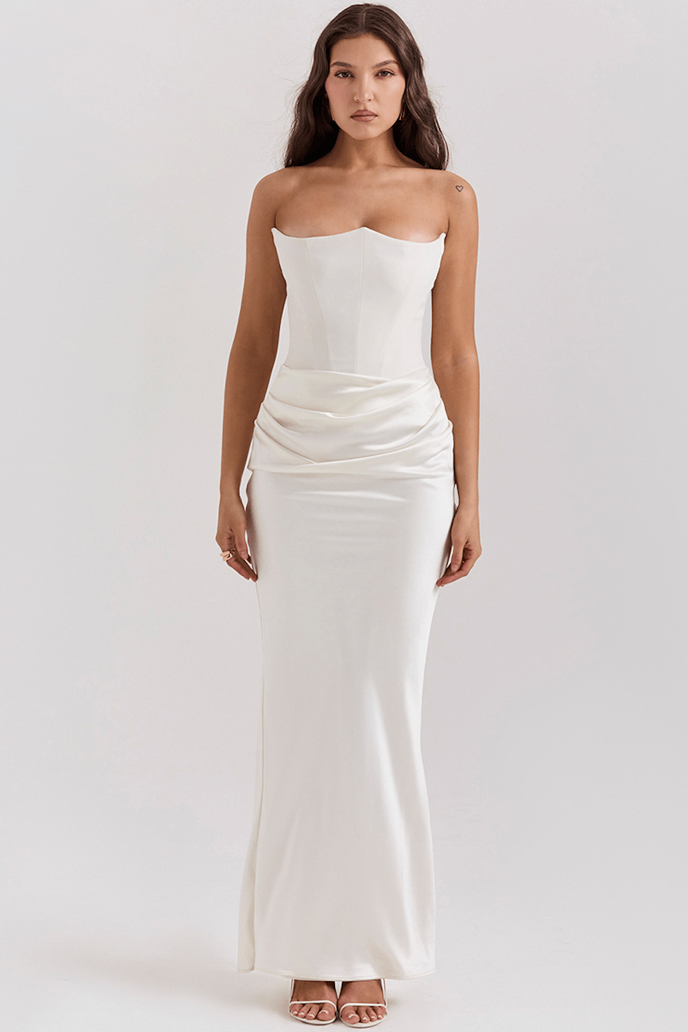 Dames Strapless Zwarte Maxi Jurk Elegante Aansluitende Pasvorm - Amalia-6